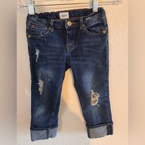 Hudson Jeans Dark Blue Distressed Cropped Jeans